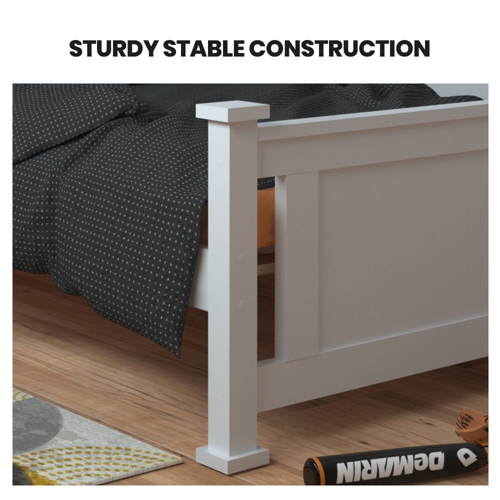KINGSTON SLUMBER King Single Wooden Timber Bed Frame, White-Furniture > Bedroom-PEROZ Accessories