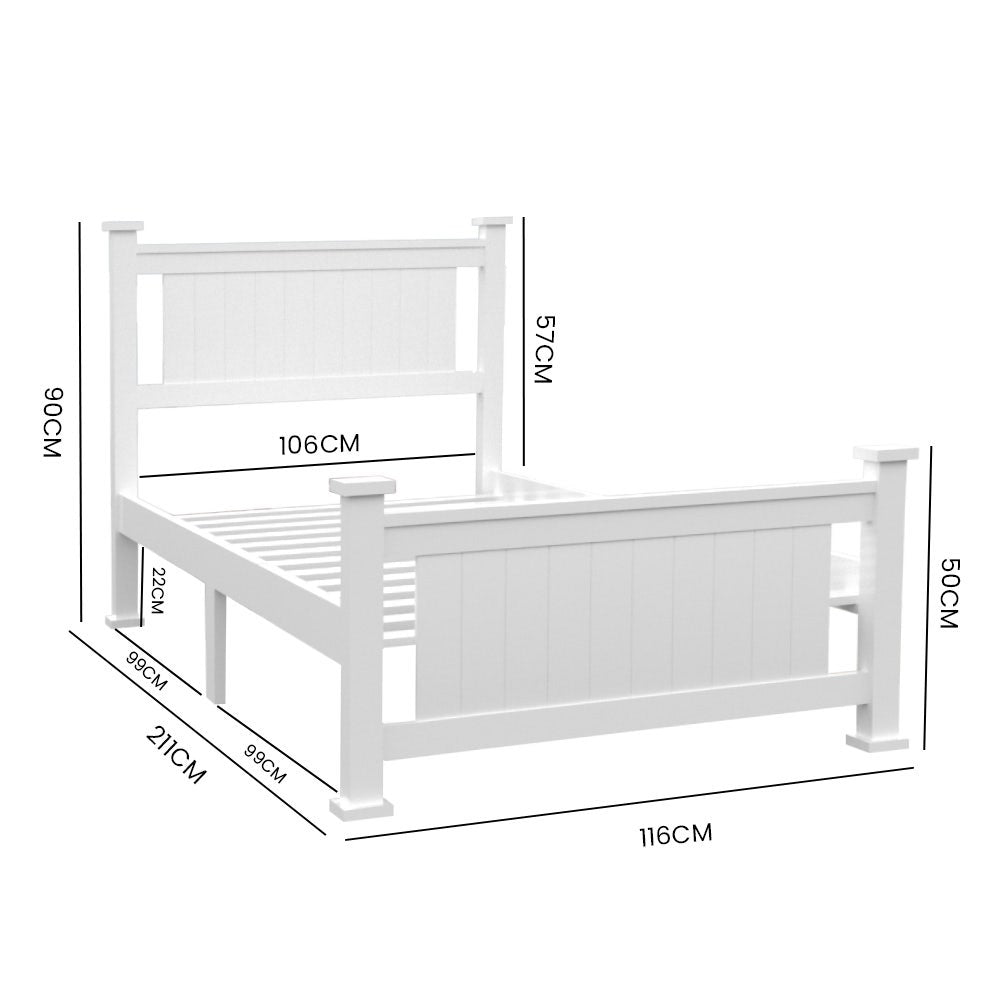 KINGSTON SLUMBER King Single Wooden Timber Bed Frame, White-Furniture > Bedroom-PEROZ Accessories
