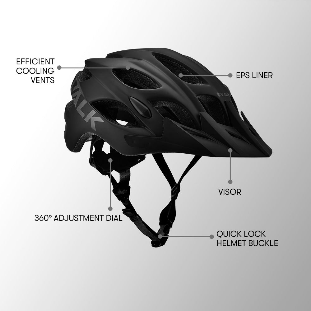 VALK Mountain Bike Helmet Large 58-61cm Bicycle MTB Cycling Safety Accessories-Sports & Fitness > Bikes & Accessories-PEROZ Accessories