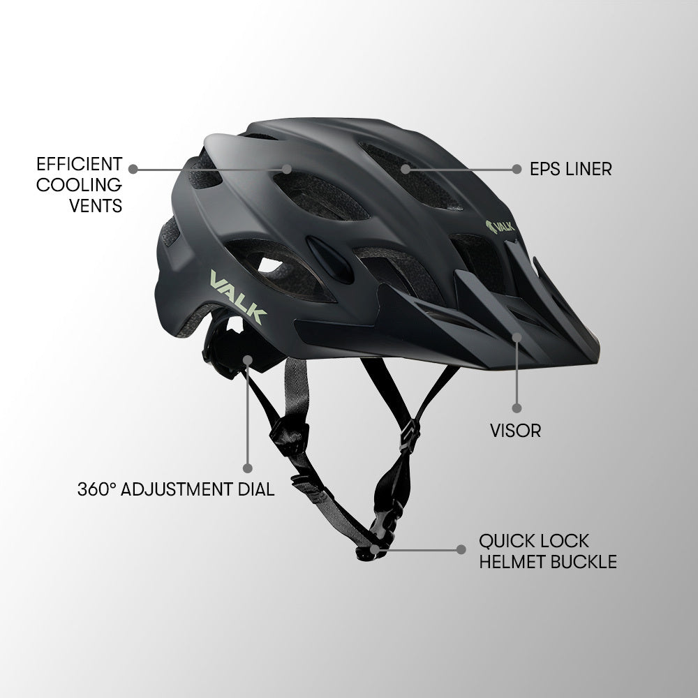 VALK Mountain Bike Helmet Large 58-61cm Bicycle Cycling MTB Safety Accessories-Sports & Fitness > Bikes & Accessories-PEROZ Accessories