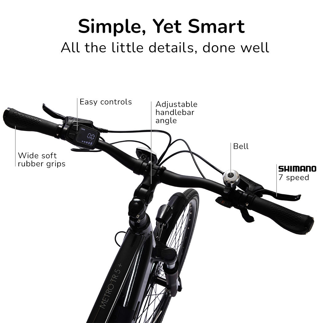 VALK Metro TR 5 + Electric Hybrid Bike, Gen II, Mid-Drive, Medium, Dark Grey-Sports & Fitness > Bikes & Accessories-PEROZ Accessories