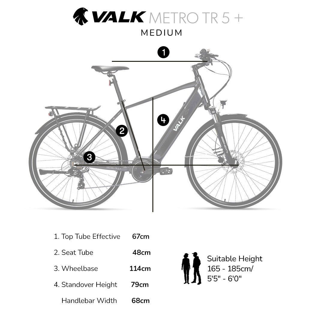 VALK Metro TR 5 + Electric Hybrid Bike, Gen II, Mid-Drive, Medium, Dark Grey-Sports & Fitness > Bikes & Accessories-PEROZ Accessories