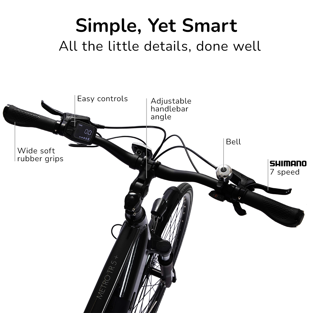 VALK Metro TR 5 + Electric Hybrid Bike, Gen II, Mid-Drive, Large, Dark Grey-Sports & Fitness > Bikes & Accessories-PEROZ Accessories