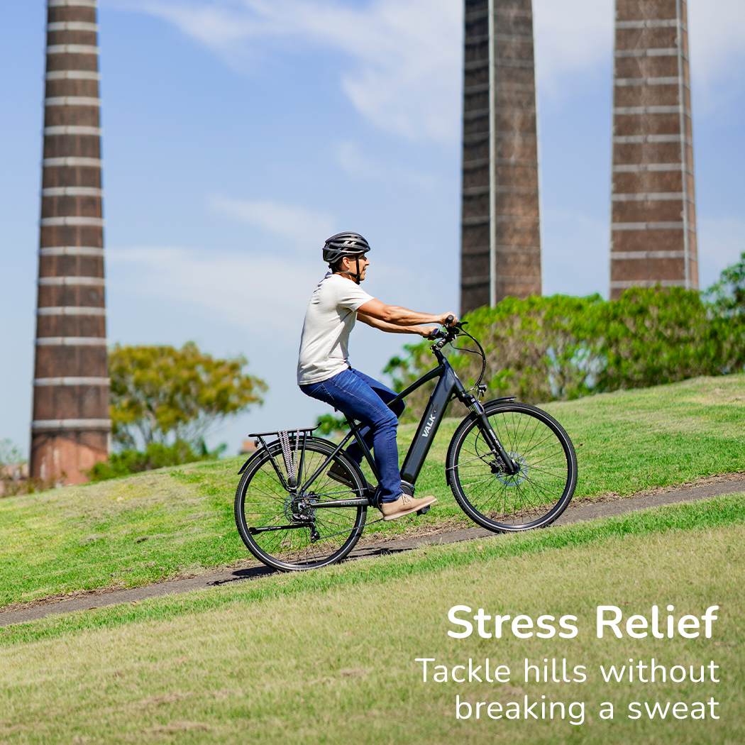 VALK Metro TR 5 + Electric Hybrid Bike, Gen II, Mid-Drive, Large, Dark Grey-Sports & Fitness > Bikes & Accessories-PEROZ Accessories