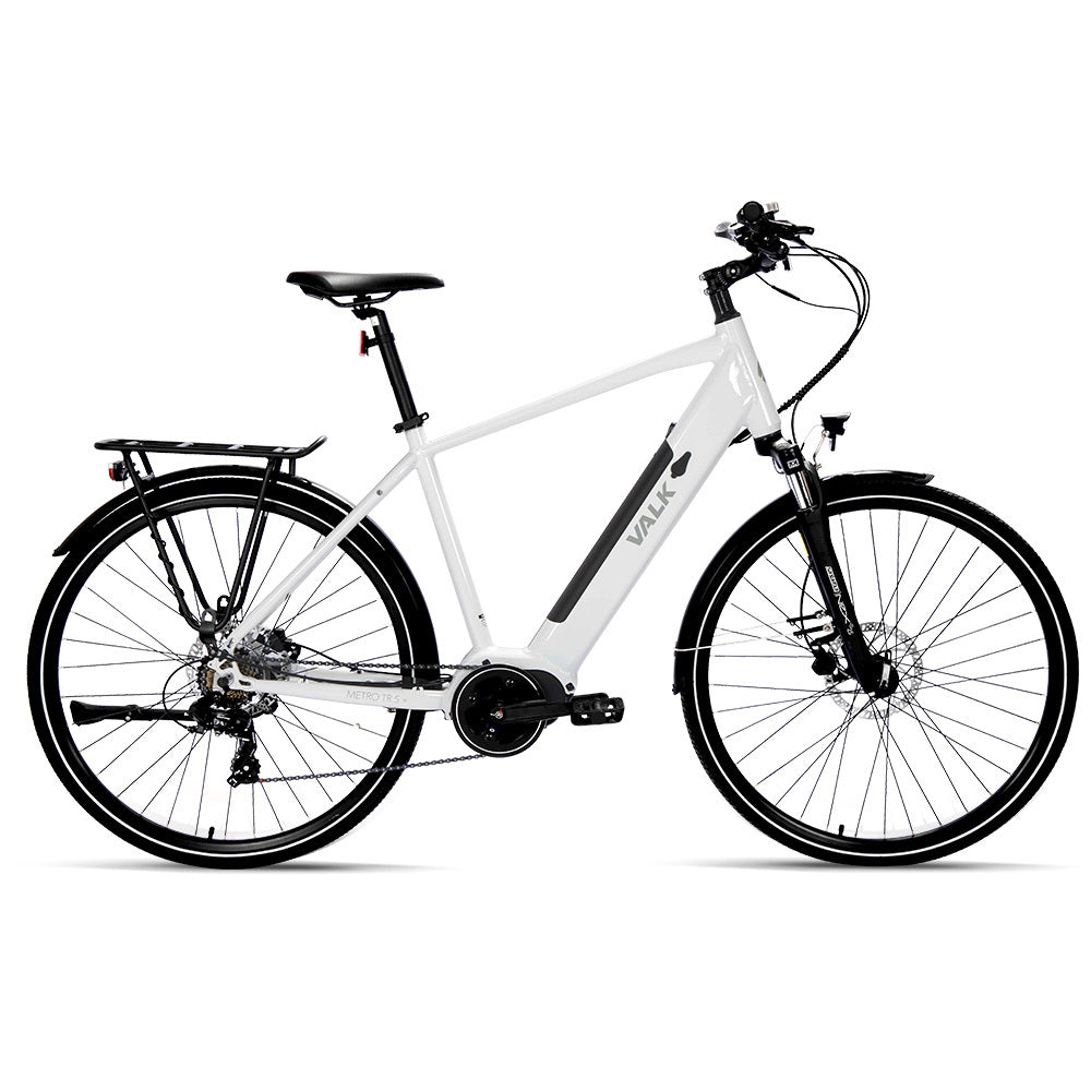VALK Electric Bike Metro TR 5 + Hybrid Ebike Alloy Up to 85km w/ Battery 36V, Medium, White-Sports & Fitness > Bikes & Accessories-PEROZ Accessories
