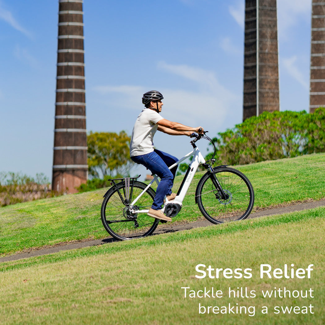 VALK Electric Bike Metro TR 5 + Hybrid Ebike Alloy Up to 85km w/ Battery 36V, Medium, White-Sports & Fitness > Bikes & Accessories-PEROZ Accessories