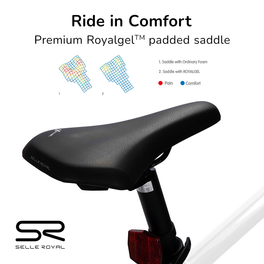 VALK Electric Bike Metro TR 5 + Hybrid Ebike Alloy Up to 85km w/ Battery 36V, Medium, White-Sports & Fitness > Bikes & Accessories-PEROZ Accessories