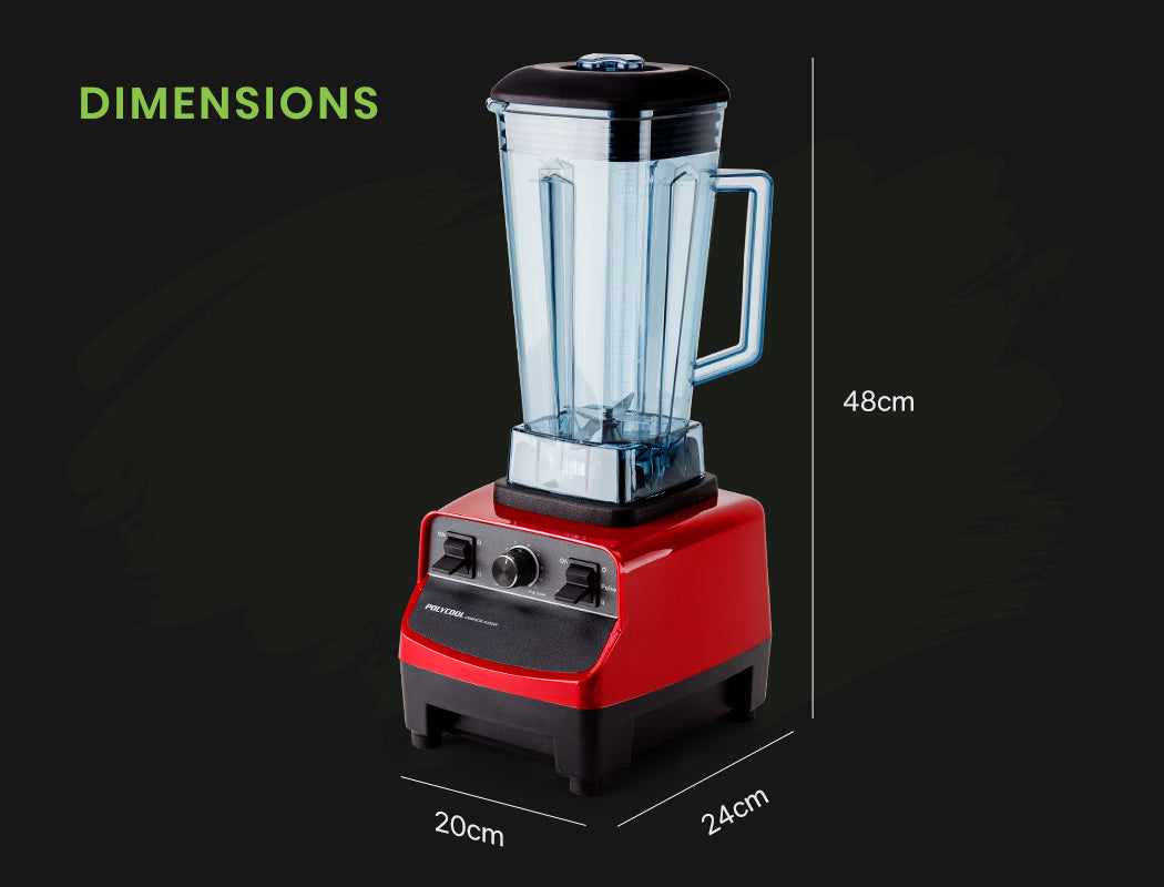 POLYCOOL 2L Commercial Blender Mixer Food Processor Smoothie Ice Crush Red Fruit-Appliances > Kitchen Appliances-PEROZ Accessories