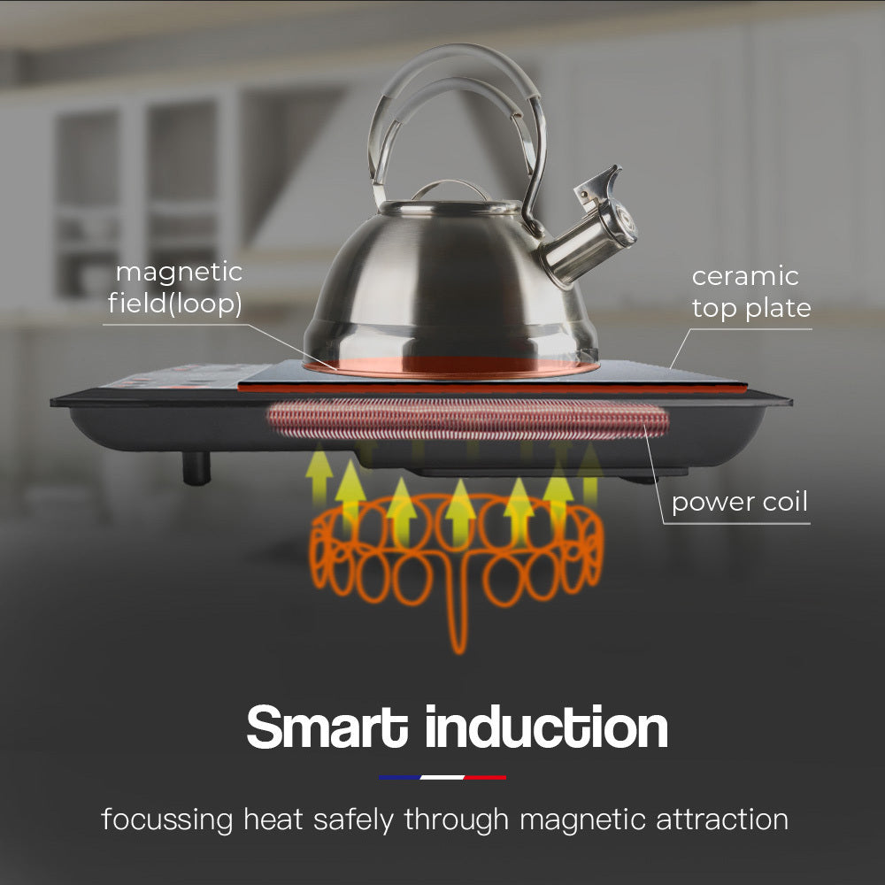 EuroChef Electric Induction Portable Cooktop Ceramic Hot Plate Kitchen Cooker 10AMP-Appliances > Kitchen Appliances-PEROZ Accessories