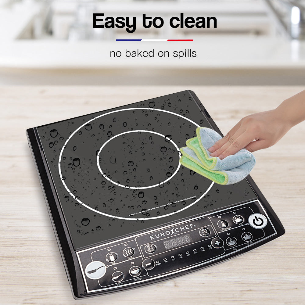 EuroChef Electric Induction Portable Cooktop Ceramic Hot Plate Kitchen Cooker 10AMP-Appliances > Kitchen Appliances-PEROZ Accessories