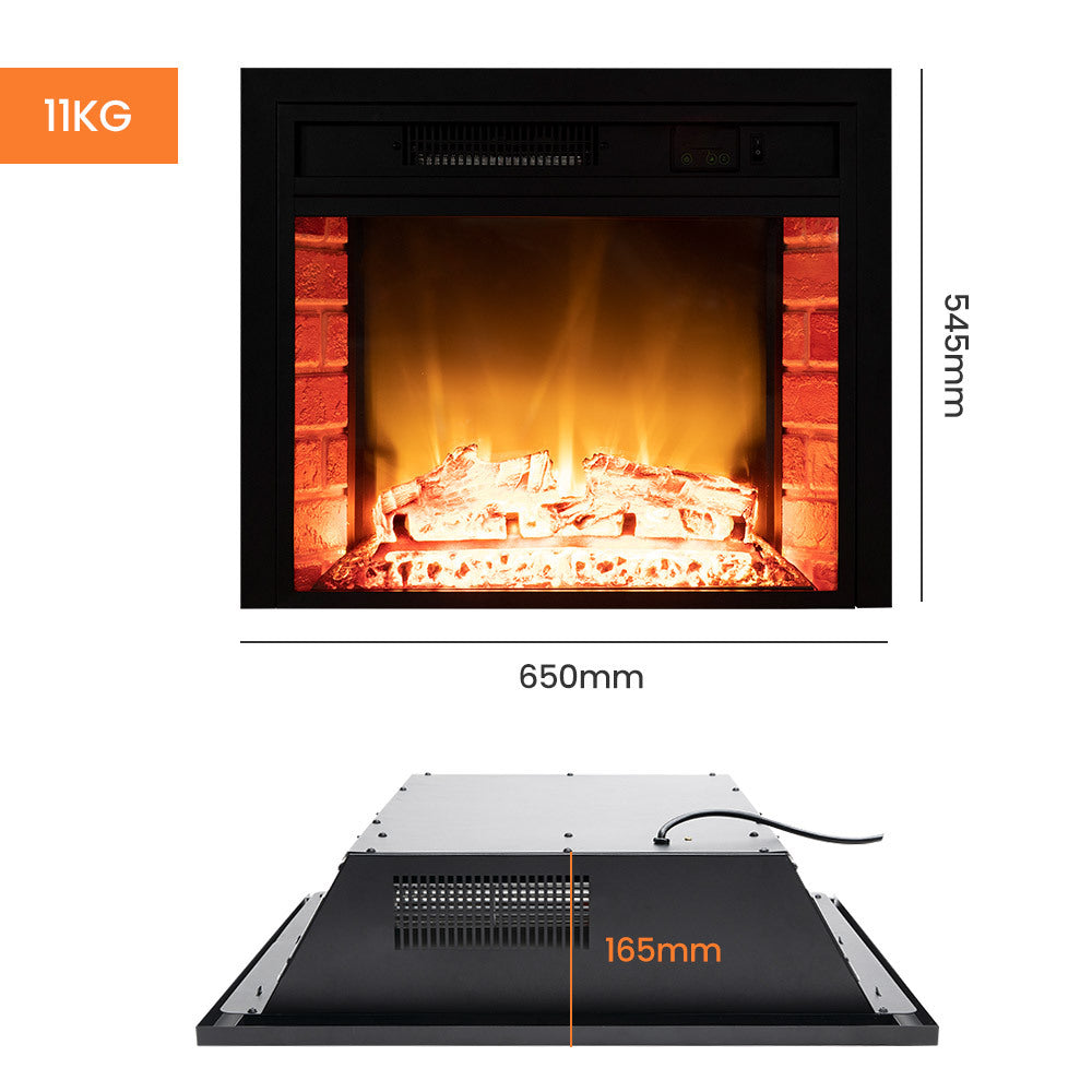 CARSON 65cm Electric Fireplace Heater Wall Mounted 1800W Stove with Log Flame Effect-Appliances &gt; Heaters-PEROZ Accessories