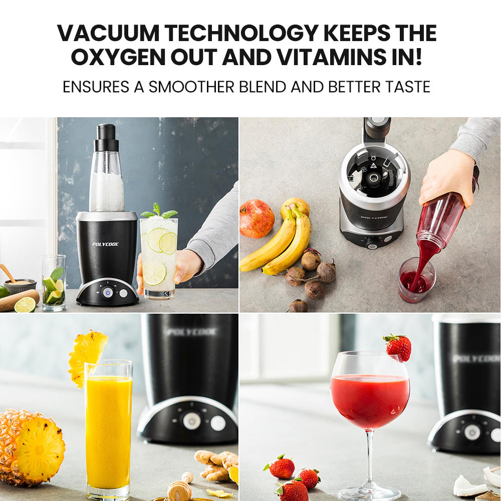 PolyCool 1000W 2in1 Vacuum Blender, 700ml Capacity, Removable Sealing Arm-Appliances > Kitchen Appliances-PEROZ Accessories