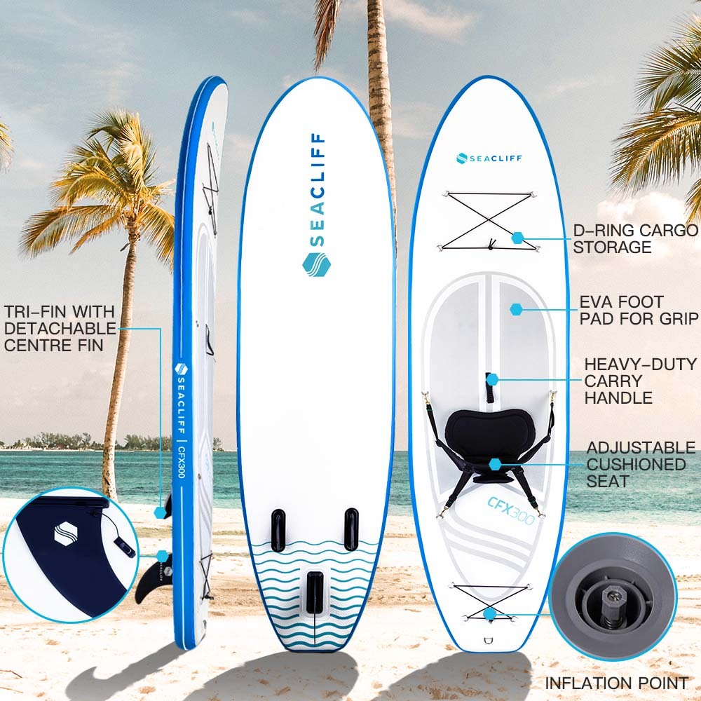 SEACLIFF Stand Up Paddle Board SUP Inflatable Paddleboard Kayak Surf Board-Outdoor > Boating-PEROZ Accessories