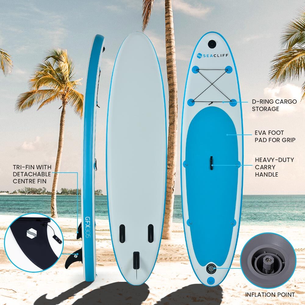 SEACLIFF 10ft Stand Up Paddle Board SUP Paddleboard Inflatable Standing 305cm-Outdoor > Boating-PEROZ Accessories