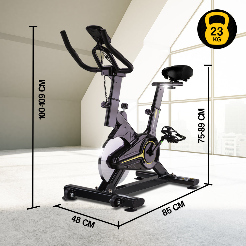 PROFLEX Commercial Spin Bike Flywheel Exercise Fitness Home Gym Yellow-Sports & Fitness > Fitness Accessories-PEROZ Accessories