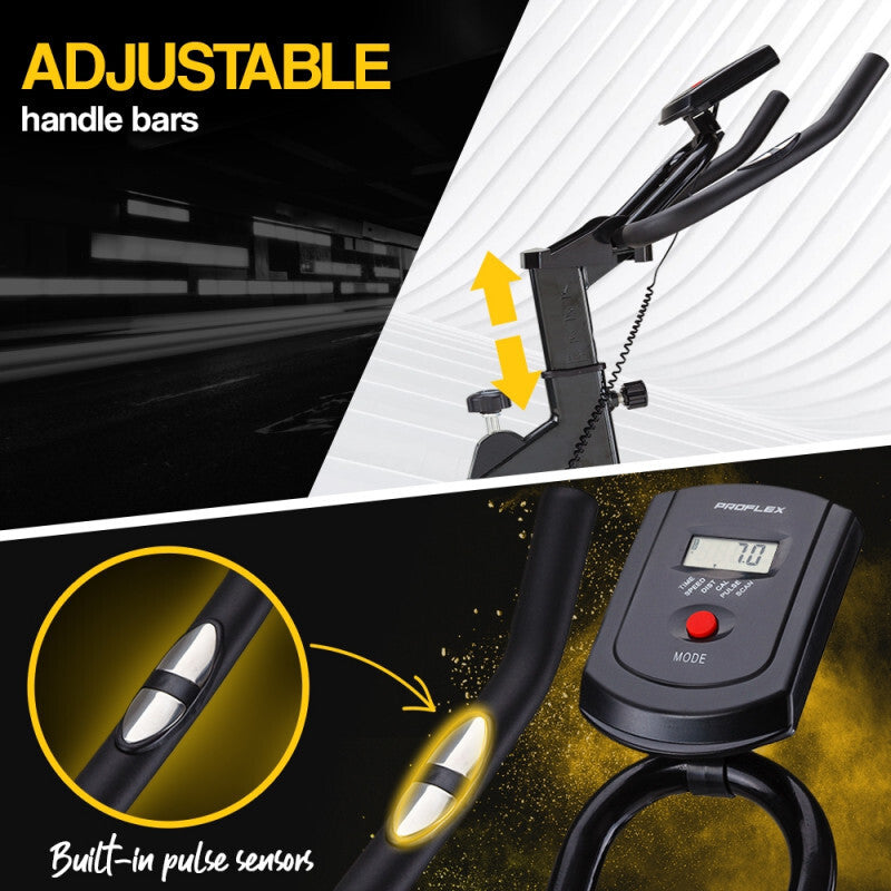 PROFLEX Commercial Spin Bike Flywheel Exercise Fitness Home Gym Yellow-Sports & Fitness > Fitness Accessories-PEROZ Accessories