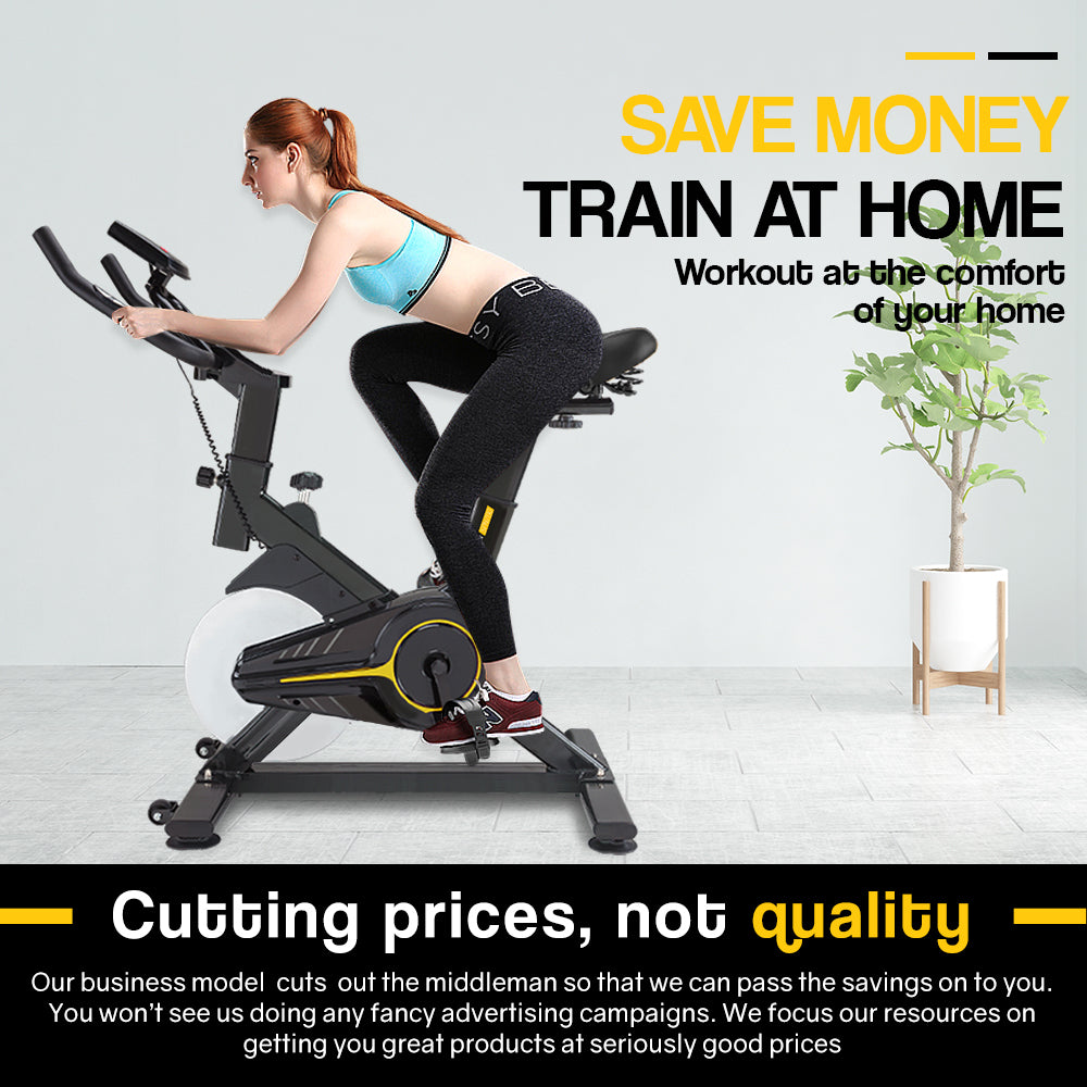 PROFLEX Commercial Spin Bike Flywheel Exercise Fitness Home Gym Yellow-Sports & Fitness > Fitness Accessories-PEROZ Accessories