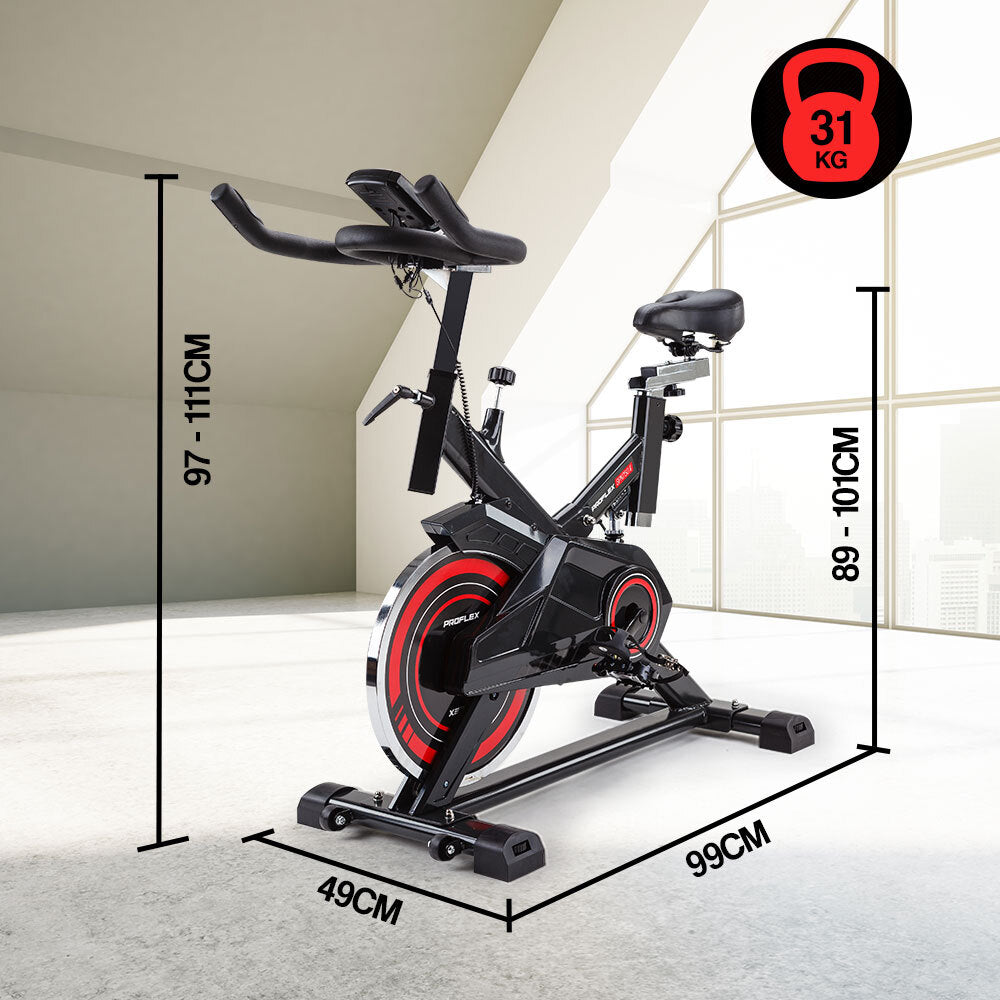 PROFLEX Commercial Spin Bike Flywheel Exercise Home Workout Gym - Red-Sports & Fitness > Fitness Accessories-PEROZ Accessories