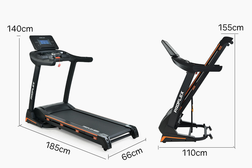 PROFLEX Electric Treadmill Auto Incline Foldable Run Machine 480MM Belt Home Gym Fitness Large-Sports & Fitness > Fitness Accessories-PEROZ Accessories