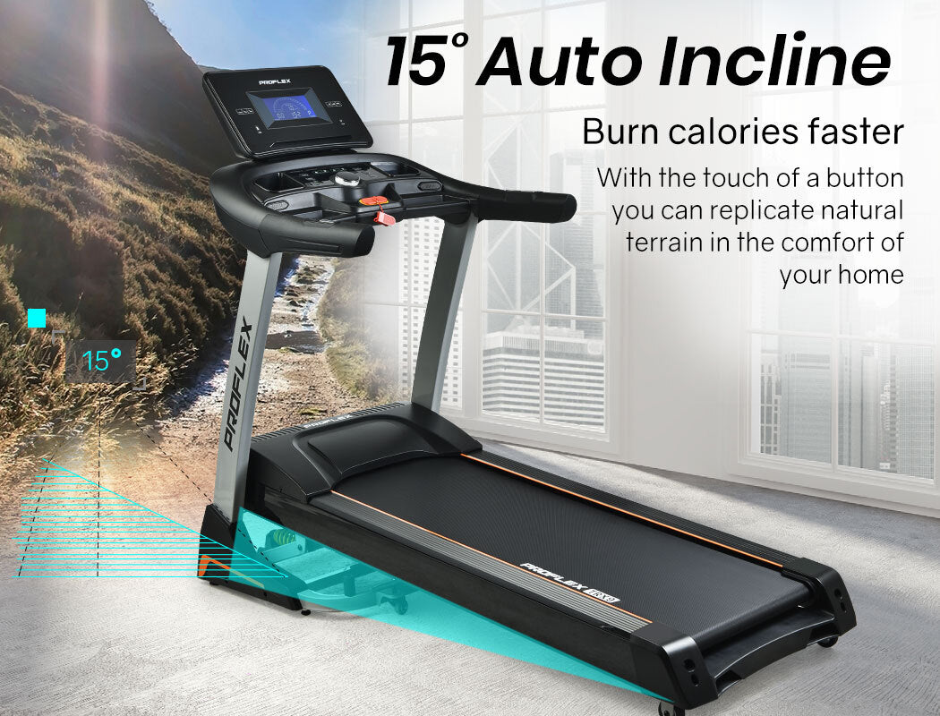 PROFLEX Electric Treadmill Auto Incline Foldable Exercise Run Machine Fitness Gym 4HP 480mm Belt-Sports & Fitness > Fitness Accessories-PEROZ Accessories