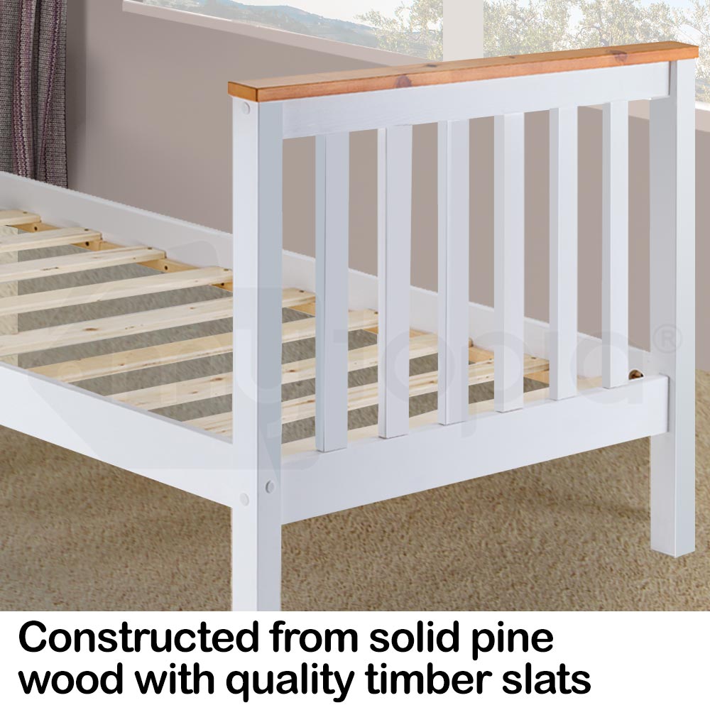 Kingston Slumber Single Wooden Bed Frame Base White Timber Kids Adults Modern Bedroom Furniture-Furniture > Bedroom-PEROZ Accessories