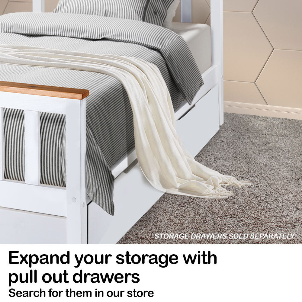 Kingston Slumber Single Wooden Bed Frame Base White Timber Kids Adults Modern Bedroom Furniture-Furniture > Bedroom-PEROZ Accessories