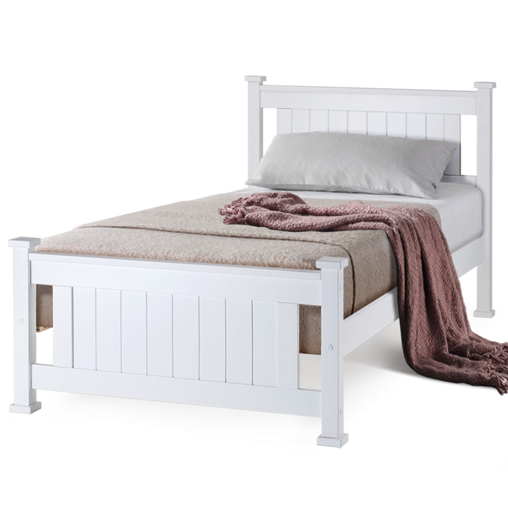 Kingston Slumber Single Wooden Bed Frame Base White Pine Adult Bedroom Furniture Timber Slat-Furniture > Bedroom-PEROZ Accessories