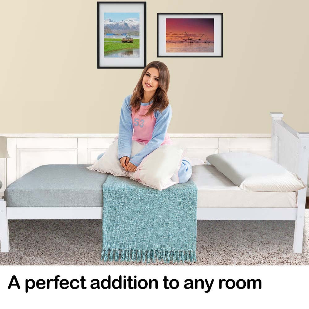 Kingston Slumber Single Wooden Bed Frame Base White Pine Adult Bedroom Furniture Timber Slat-Furniture > Bedroom-PEROZ Accessories