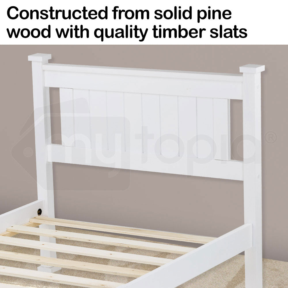Kingston Slumber Single Wooden Bed Frame Base White Pine Adult Bedroom Furniture Timber Slat-Furniture > Bedroom-PEROZ Accessories