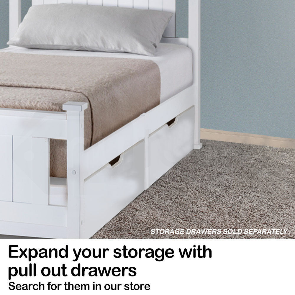 Kingston Slumber Single Wooden Bed Frame Base White Pine Adult Bedroom Furniture Timber Slat-Furniture > Bedroom-PEROZ Accessories
