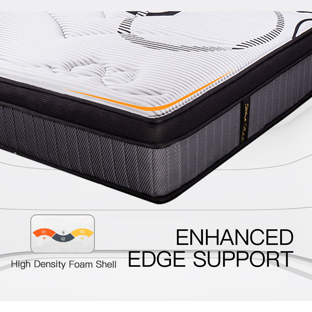 Kingston Slumber Mattress DOUBLE Size Bed Euro Top Pocket Spring Firm Bedding Foam 34CM-Furniture > Mattresses-PEROZ Accessories