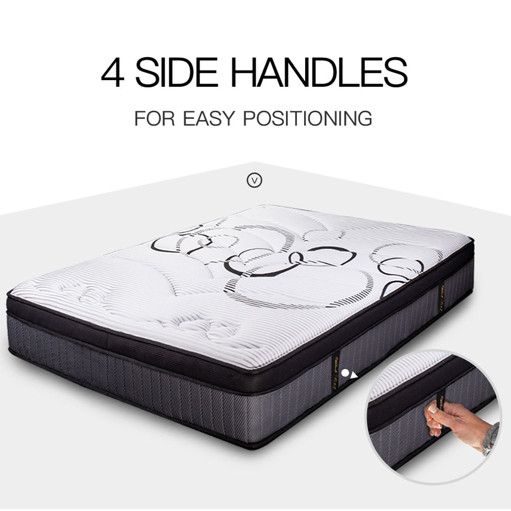 Kingston Slumber Mattress DOUBLE Size Bed Euro Top Pocket Spring Firm Bedding Foam 34CM-Furniture > Mattresses-PEROZ Accessories