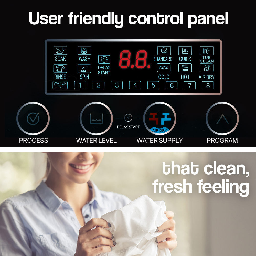 CARSON 9kg Top Load Washing Machine Home Laundry Clothes Washer Dry Wash Grey-Washing Machines-PEROZ Accessories