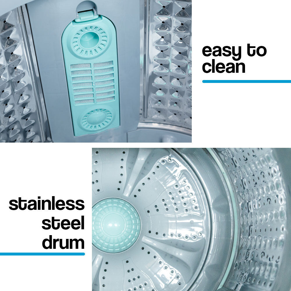 CARSON 9kg Top Load Washing Machine Home Laundry Clothes Washer Dry Wash Grey-Washing Machines-PEROZ Accessories