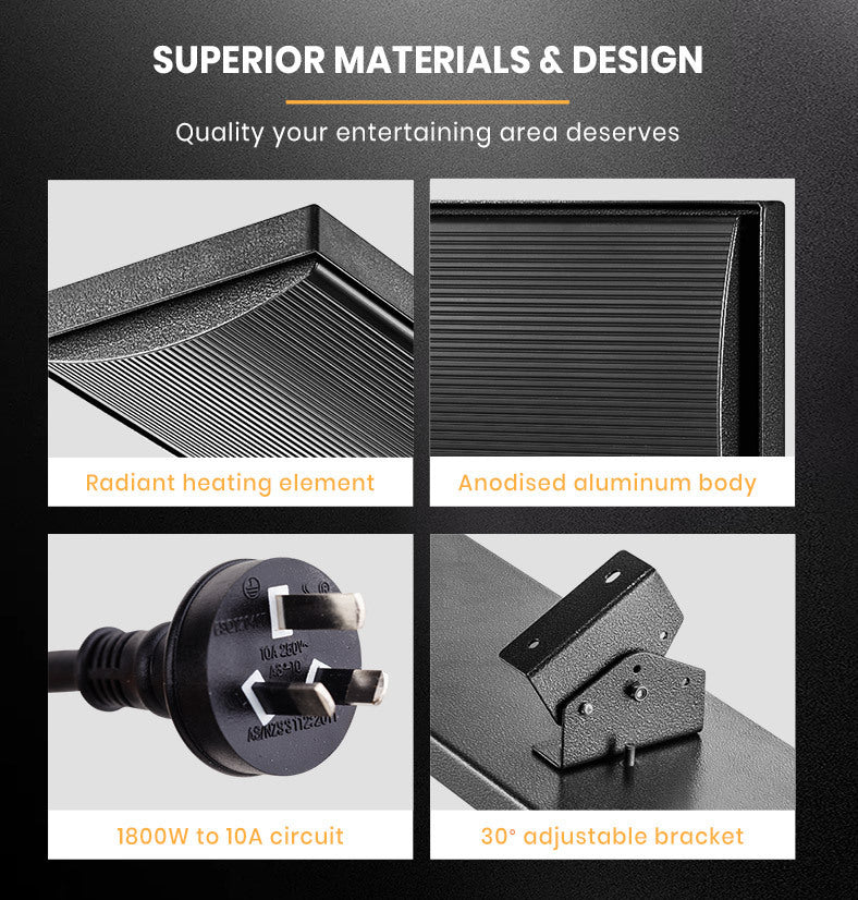BIO 2400W Outdoor Strip Heater Electric Radiant Panel Bar Mounted Wall Ceiling-Appliances > Heaters-PEROZ Accessories