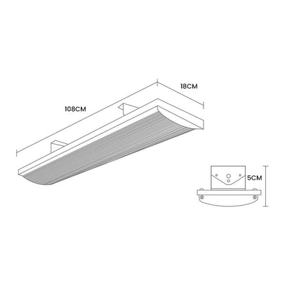 BIO 2400W Outdoor Strip Heater Electric Radiant Panel Bar Mounted Wall Ceiling-Appliances &gt; Heaters-PEROZ Accessories