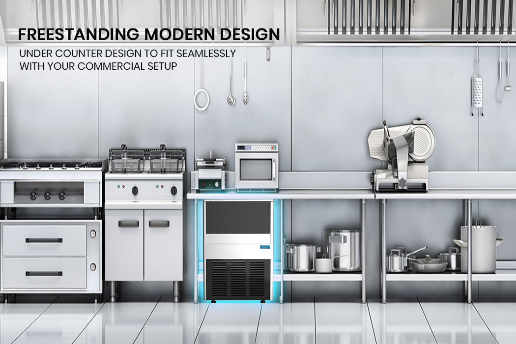 POLYCOOL 60KG/24H Commercial Automatic Ice Cube Maker, Stainless Steel Machine, Undercounter Design-Appliances > Kitchen Appliances-PEROZ Accessories