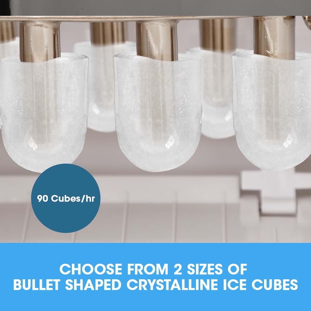 POLYCOOL 2L Electric Ice Cube Maker Portable Automatic Machine w/ Scoop, Silver-Appliances > Kitchen Appliances-PEROZ Accessories