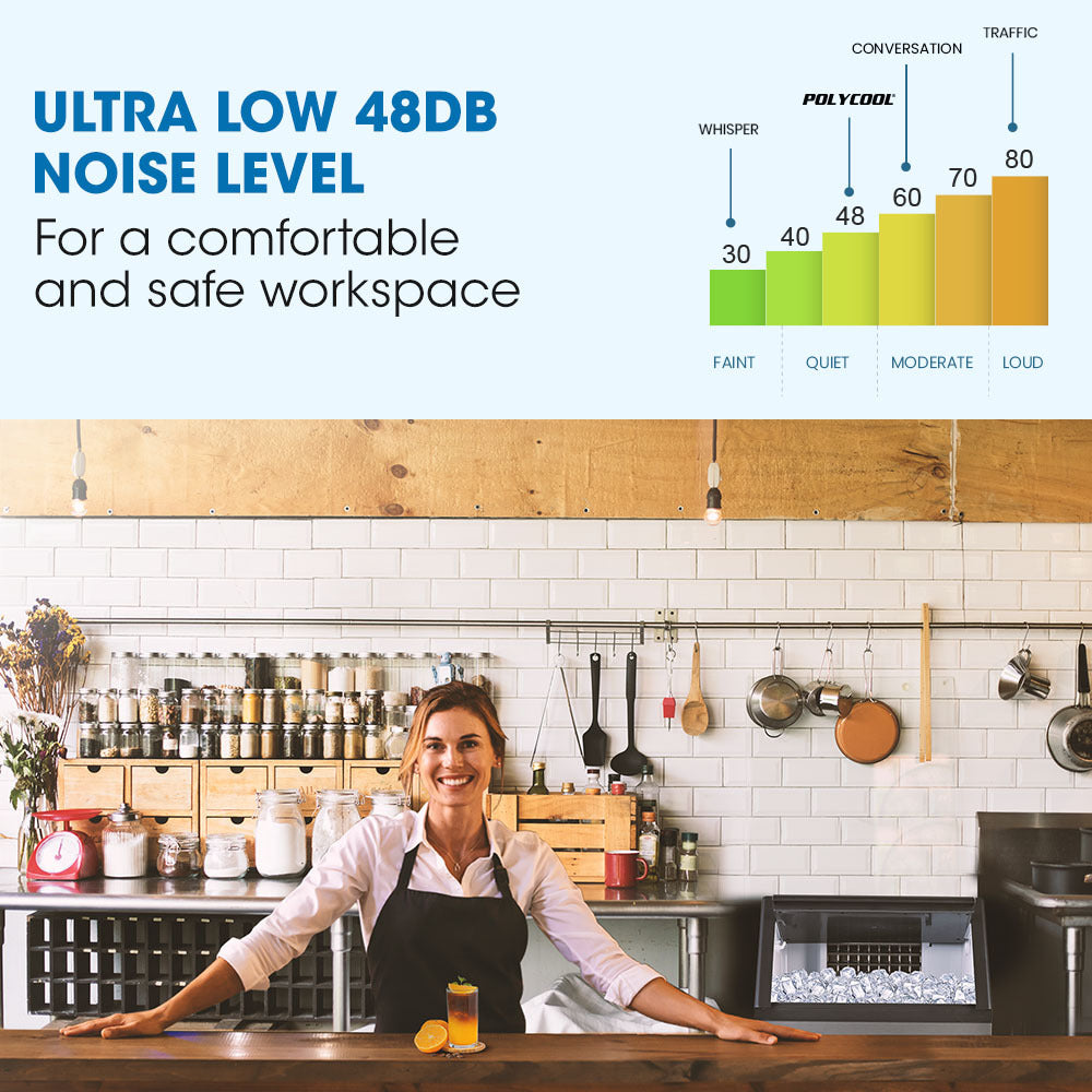 POLYCOOL Ice Cube Maker 45-65kg Commercial Ice Machine Stainless Steel Automatic with LCD Screen-Appliances > Kitchen Appliances-PEROZ Accessories