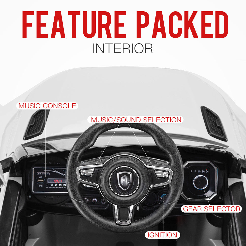 ROVO KIDS Ride-On Car Children Electric Toy w/ Remote Control White 12V-Baby & Kids > Ride on Cars, Go-karts & Bikes-PEROZ Accessories