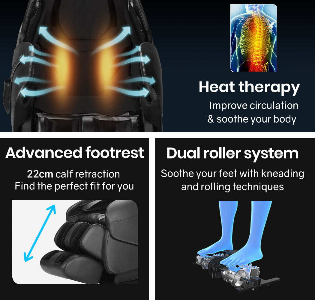 FORTIA Electric Massage Chair Full Body Shiatsu Recliner Zero Gravity Heating Massager, Remote Control-Health & Beauty > Massage-PEROZ Accessories