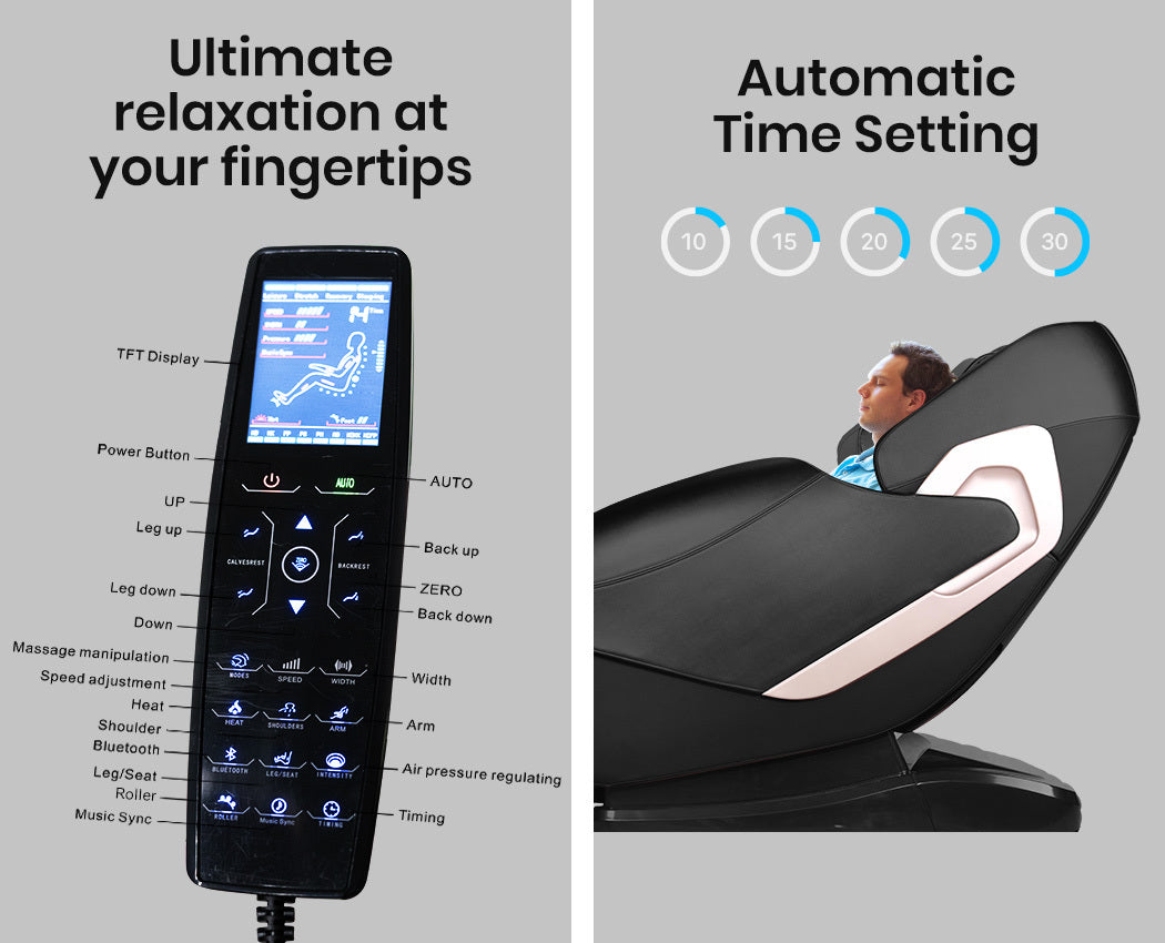 FORTIA Electric Massage Chair Full Body Shiatsu Recliner Zero Gravity Heating Massager, Remote Control-Health & Beauty > Massage-PEROZ Accessories