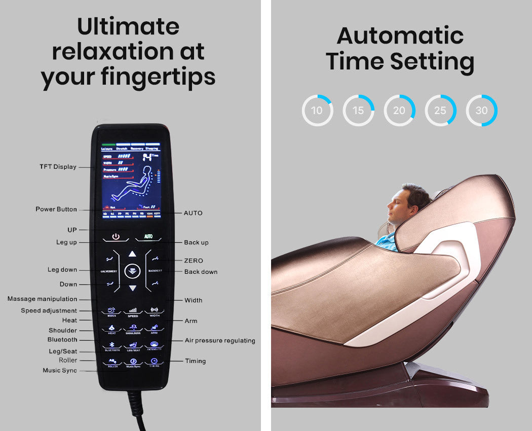 FORTIA Electric Massage Chair Zero Gravity Heating Massager Full Body Shiatsu Recliner, Remote Control-Health & Beauty > Massage-PEROZ Accessories