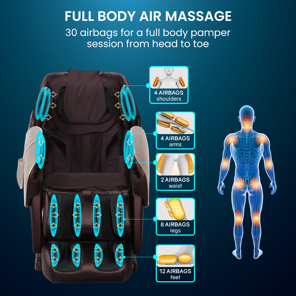FORTIA Cloud 9 MkII Electric Massage Chair Full Body Zero Gravity with Heat and Bluetooth, Cream/Brown-Health & Beauty > Massage-PEROZ Accessories