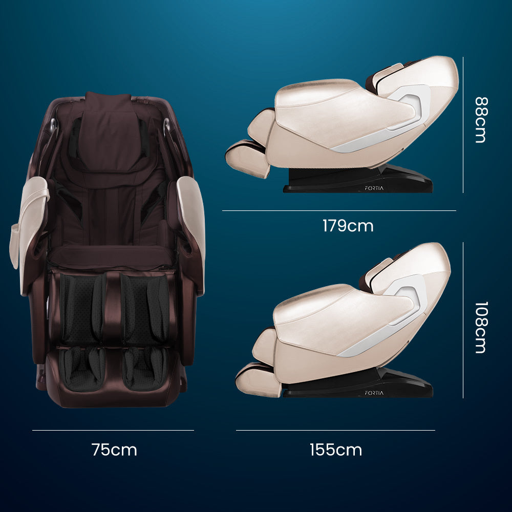 FORTIA Cloud 9 MkII Electric Massage Chair Full Body Zero Gravity with Heat and Bluetooth, Cream/Brown-Health & Beauty > Massage-PEROZ Accessories