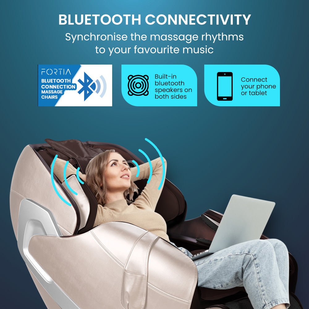 FORTIA Cloud 9 MkII Electric Massage Chair Full Body Zero Gravity with Heat and Bluetooth, Cream/Brown-Health & Beauty > Massage-PEROZ Accessories