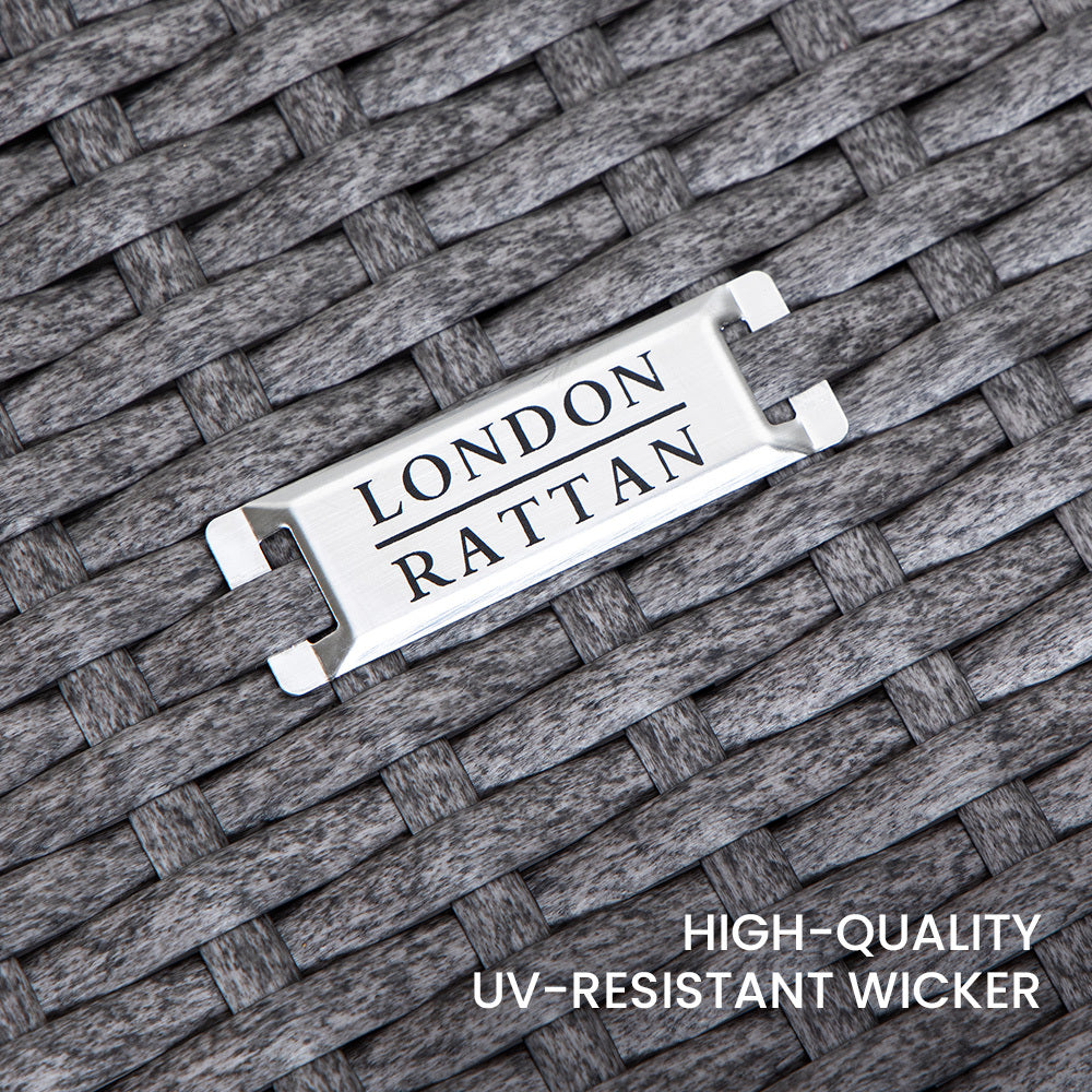 LONDON RATTAN Outdoor Dining Table 9 Piece Furniture Wicker Set, Grey-Furniture > Outdoor-PEROZ Accessories