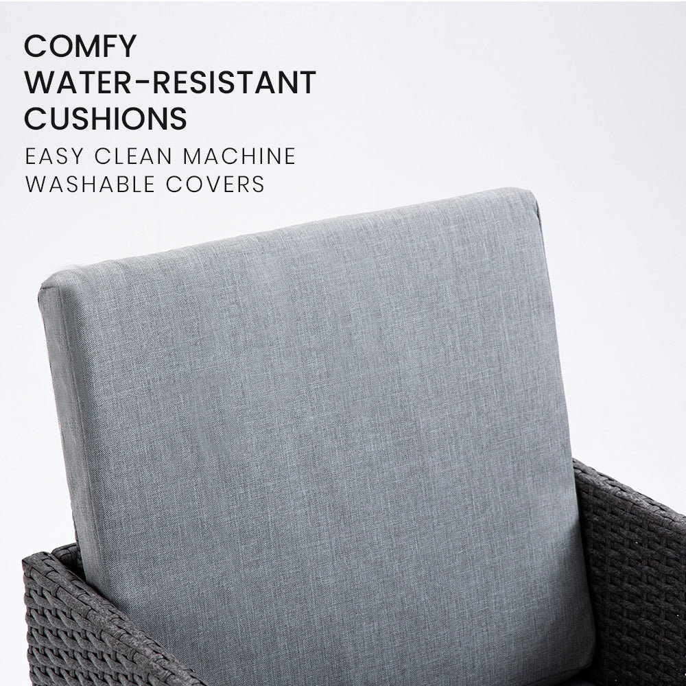 LONDON RATTAN Outdoor Dining Table 9 Piece Furniture Wicker Set, Grey-Furniture > Outdoor-PEROZ Accessories