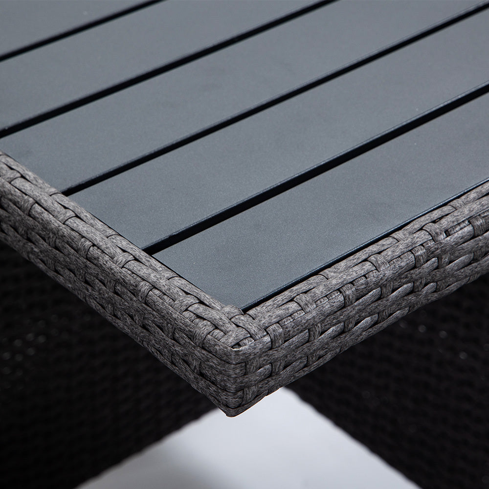 LONDON RATTAN Outdoor Dining Table 9 Piece Furniture Wicker Set, Grey-Furniture > Outdoor-PEROZ Accessories