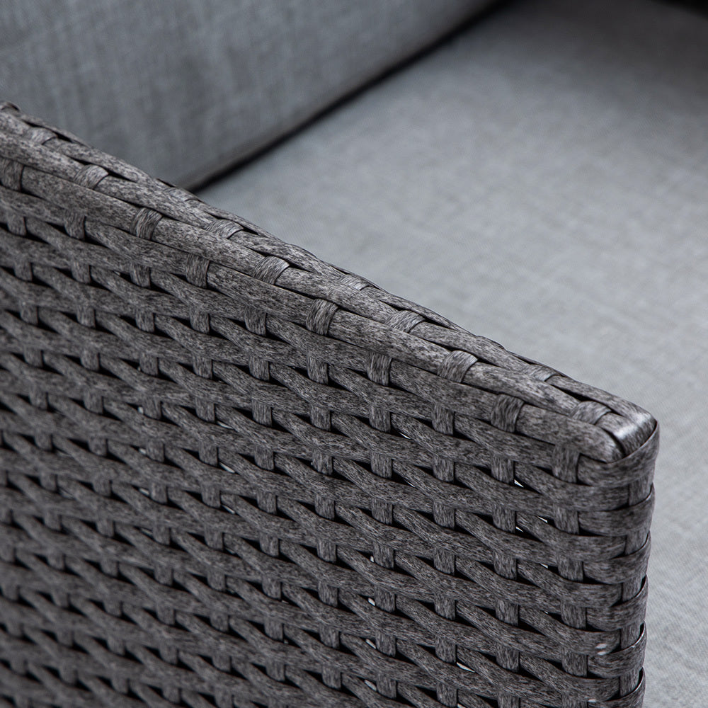 LONDON RATTAN Outdoor Dining Table 9 Piece Furniture Wicker Set, Grey-Furniture > Outdoor-PEROZ Accessories